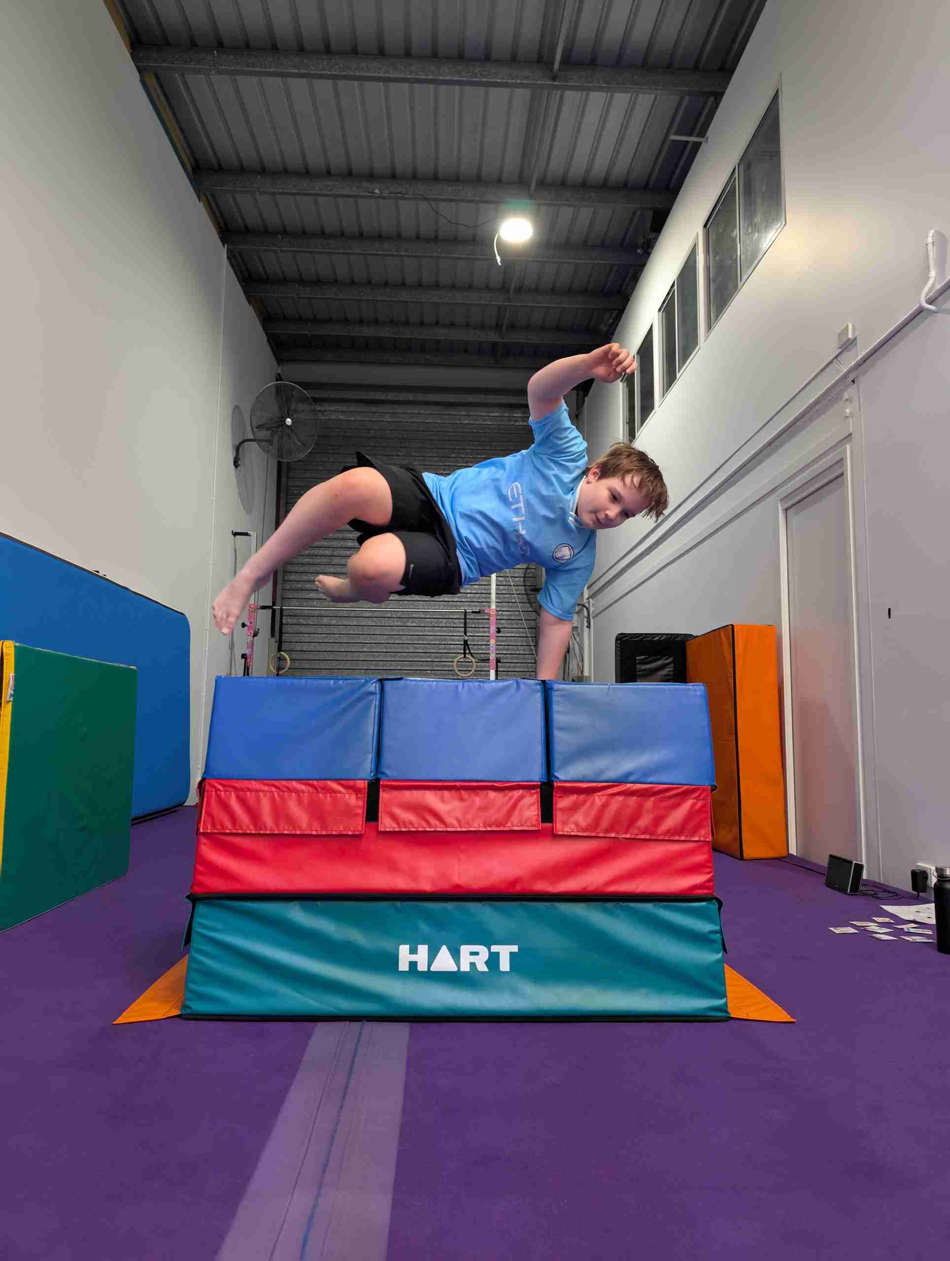 Beginners parkour classes for children in Brisbane, jump trick